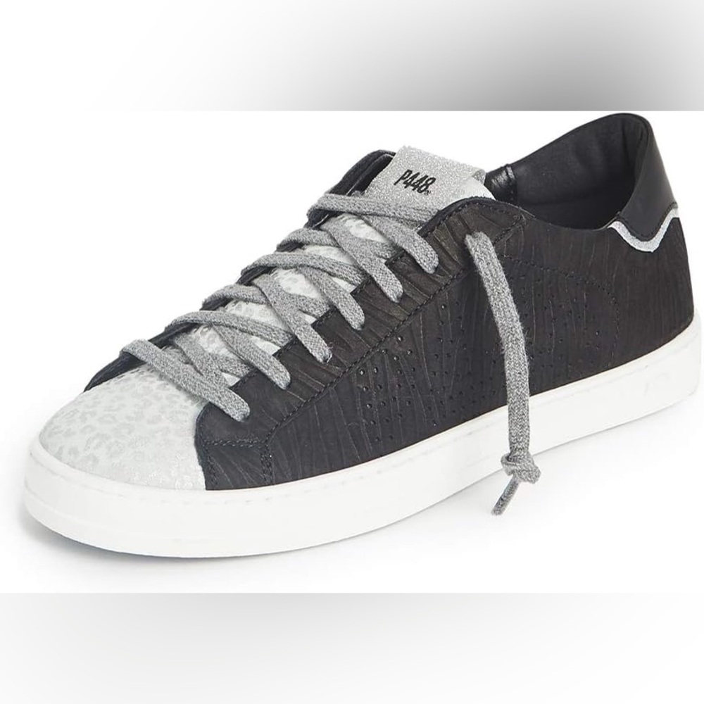 P448 Black and Silver Leopard Sneakers